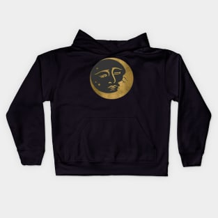 The full moon embraces the crescent moon - Digital drawing - Color Kids Hoodie